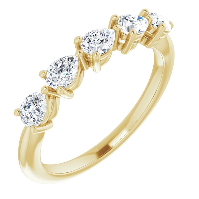 1.05 ct. Pear Cut Diamond Wedding Band 5 Stone Anniversary Ring-VIRABYANI